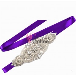 Brau din satin Hand Made Luxury BLT034PP cu Crystale aplicate pentru rochie de mireasa